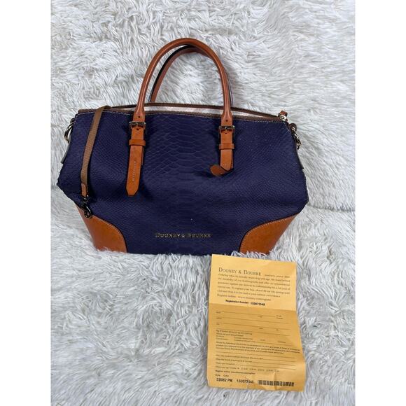 Dooney & Bourke Claremont Python Print Textured Tote Domed Satchel - Picture 3 of 16